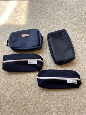 Lufthansa Business Class Navy Travel Toiletry Pouches - Set of 4